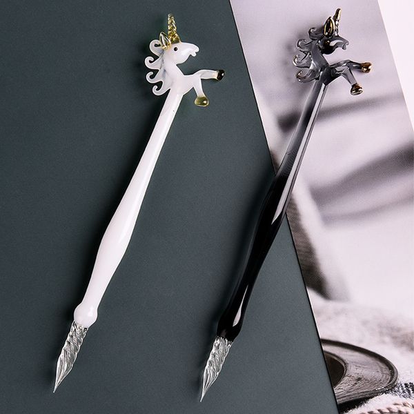 

crystal glass dip pen painting signature pen stationery gift, Black;red
