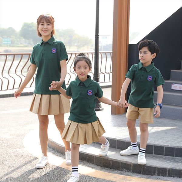 

2020 kindergarten summer school uniform shirt shirt clothing children's duan xiu class dress english style children's dress, White