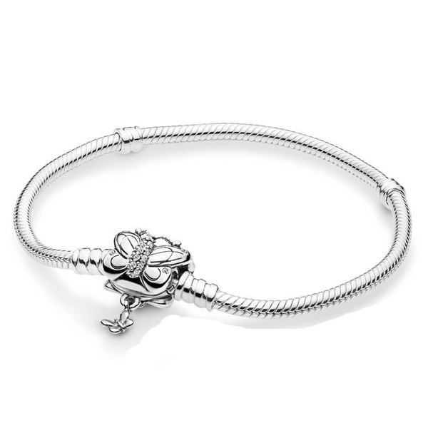 

2019 new original 925 sterling silver bead charm bracelet butterfly snake chain basic bracelet fit pan moments women diy jewelry, Golden;silver