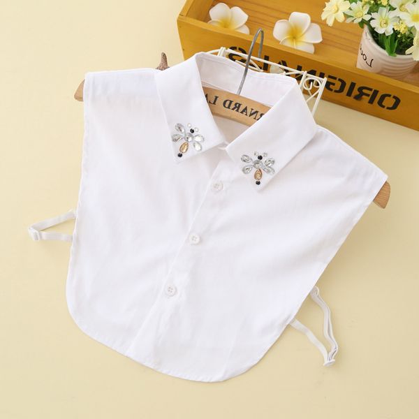 

pearl hand-nailed 2019 fake collar white vintage shirt women, Black;gray