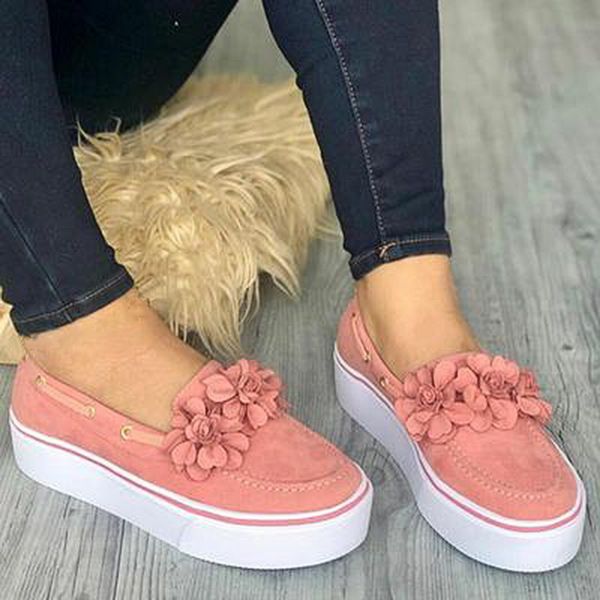 

drop shipping 2020 new ladies'flat shoes no laces shallow embroidered thick soles ladies' flat shoes students'shoes, Black