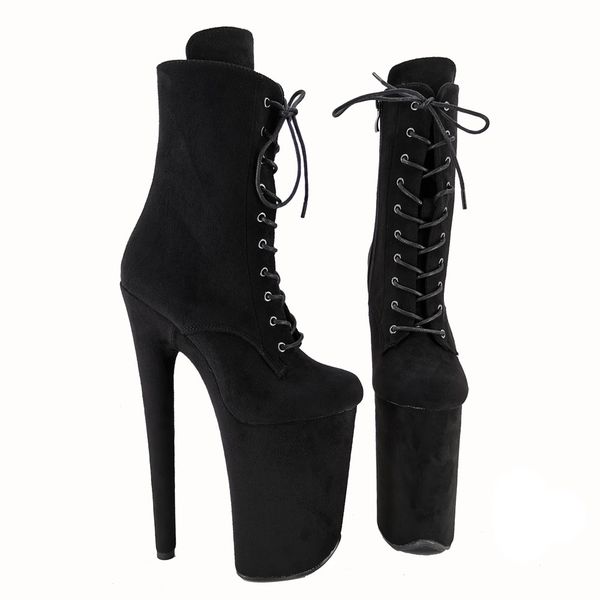 

leecabe 23cm/9inches leopard pole dance shoes high heels pole dance boot, Black