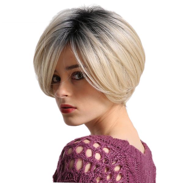 

4x 12inch women lasting human hair wig short straight wig resistant