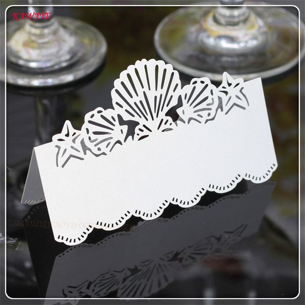 

50pcs / seat set креативный shell карты laser cut название место карты таблица свадьба день рождения карта мест украшение 6zxx03