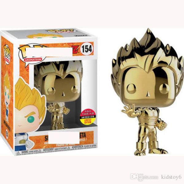 

nice xmas gift funko pop dragon ball super vegeta electroplating gold amine dragon ball 154 vinyl action figure collectible model toy 1p
