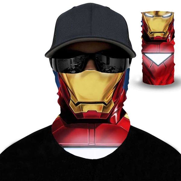 

2020 3d iron man hiking scarf sport headwear men women bandanas motorcycle turban hand band magic scarves outdoor cycling mask, Blue;gray
