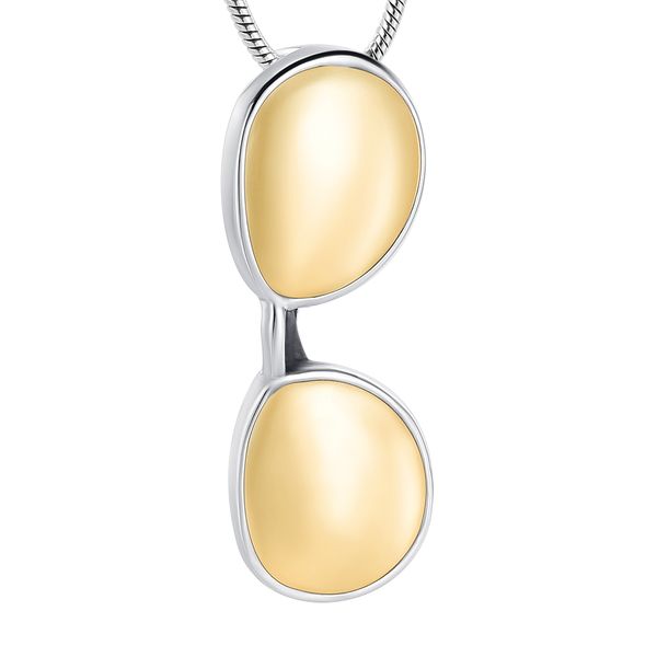 

ijd10535 stainless steel cremation gold sunglass for ashes memorial keepsake urn pendant necklace with snake chain jewelry, Silver