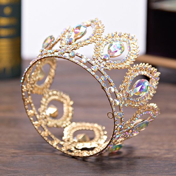 

diezi small size crown baroque gold silver crystal flower crown tiaras for women ab rhinestone girls bride wedding hair jewelry, Golden;white