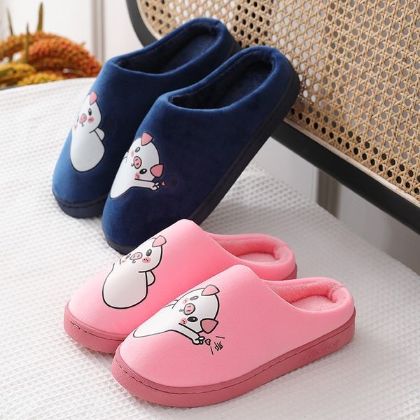 

cartoon cute home slipper for woman fashion pig cute floor warm indoor slipper woman shoes comfort winter drop, Black