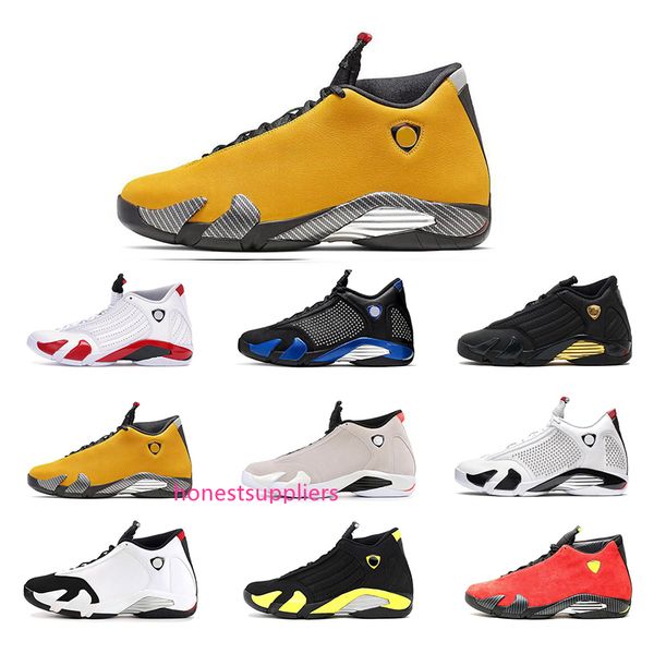 

new 14s mens basketball shoes reverse ferrar candy cane defining moments yellow white red desert sand thunder men trainer sneaker size 7-13