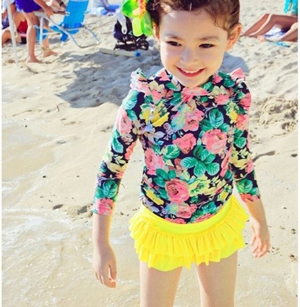 

sunscreen little big children little girl swimsuit cute swimsuit waterproof girl split long sleeve, White;black