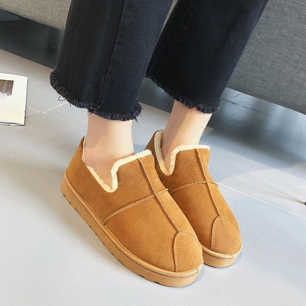 

snow boots women shoes warm plush fur ankle boots winter female slip on flat casual shoes waterproof ultralight footwear, Black