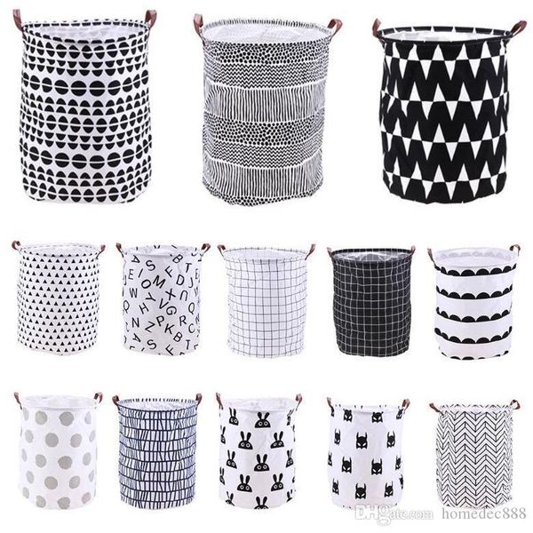 

13 styles pattern ins storage baskets bins kids room toys storage bags bucket clothing organization canvas laundry bag dh0116