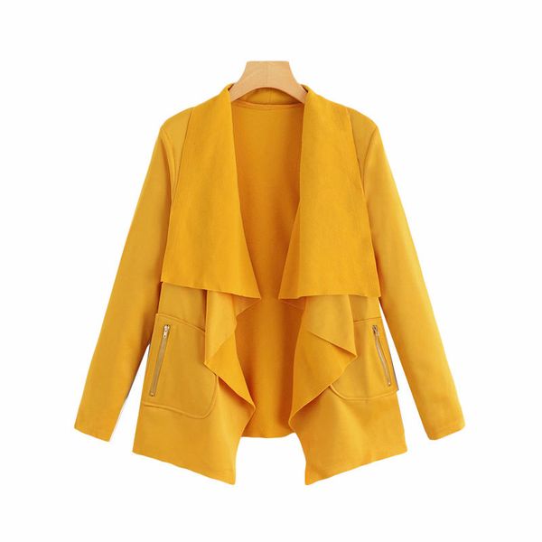

2019 autumn and winter trend ladies cardigan jacket, thin section slim suit long sleeve short jacket, Black;brown