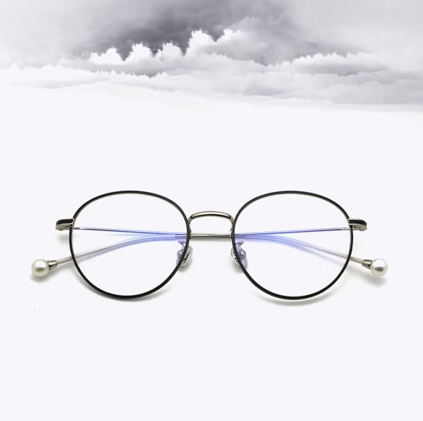 

wholesale-anti-blue light pearl glasses metal simple stylish sunglassess five color cs protect the eyes decorations glasse, Black