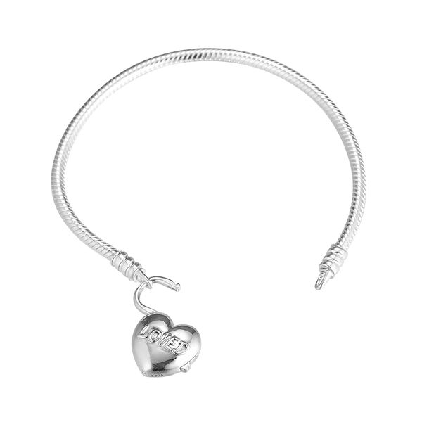 

you are loved heart padlock bracelets 100% 925 sterling silver jewelry ing, Golden;silver