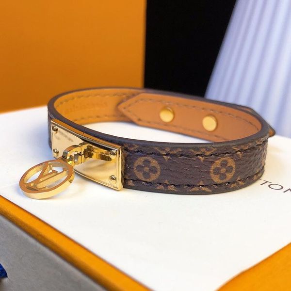 

new style elegant genuine leather bracelets with gold round design for women and men flower pattern bracelet pulsera brand fine jewelry, Golden;silver