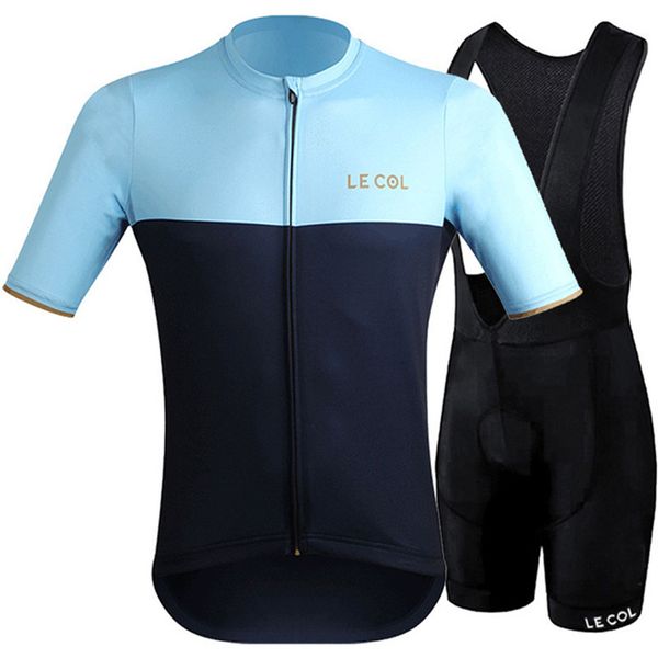 

le col men cycling jersey short sleeve suits summer shirt bicycle shorts set road bike clothing mtb maillot ropa ciclismo team, Black;blue