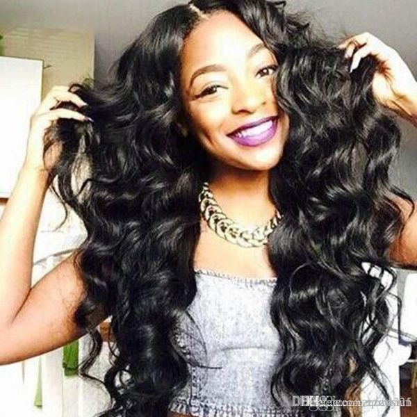 

european and american fashion black wig female long curly hair big wave high temperature silk wig headgear