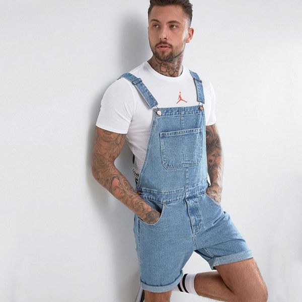 

color: light blue light blue denim shorts male 2019 new retro men's denim shorts siamese jumpers size s-xxxl