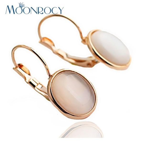 

moonrocy fashion earrings jewelry trendy rose gold color austrian crystal opal earrings wedding for women gift, Golden;silver