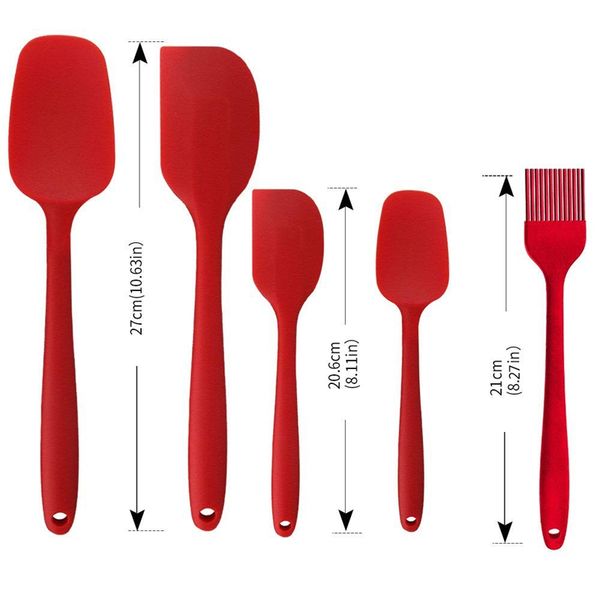 

silicone spatula set, 5 piece non-stick heat resistant silica gel spatula set heat-resistant spatula kitchen utensils set for co