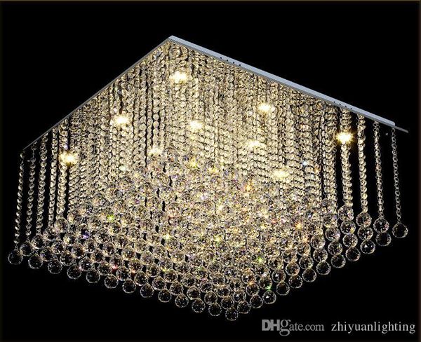 

современная квадратная хрустальная люстра k9 crystal rain drop роскошные скрытого монтажа led crystal light lustres de cristal для гостиной