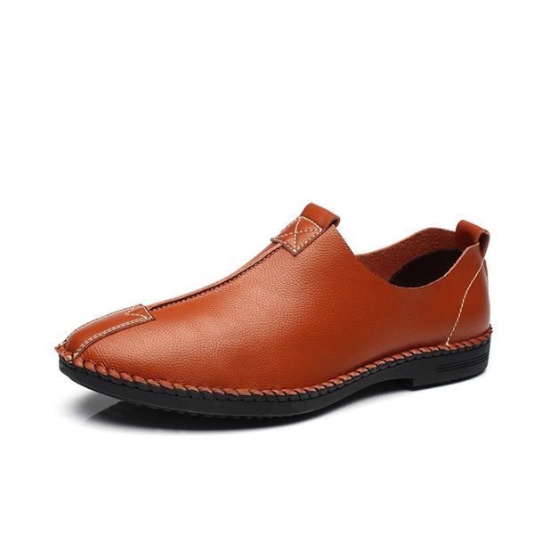 

comfortable & soft men leather casual shoes eu size 38-44 solid color man fashion slip-on loafers, Black