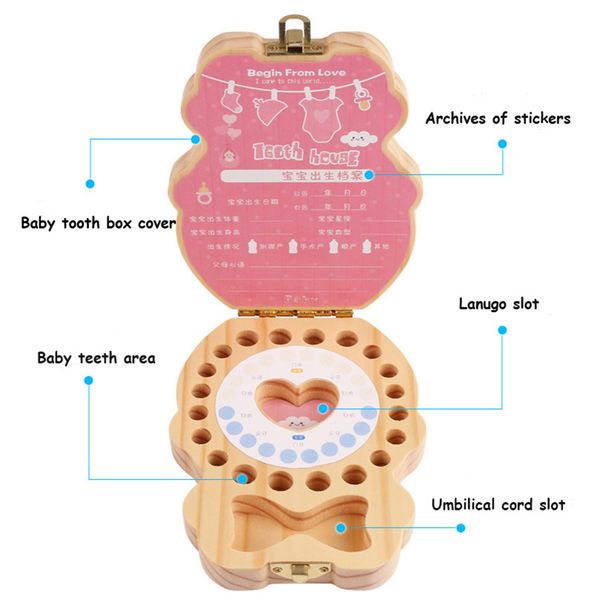 

baby tooth box kids organizer milk teeth wooden storage baby teeth box for boy girl save teeth umbilical cord lanugo