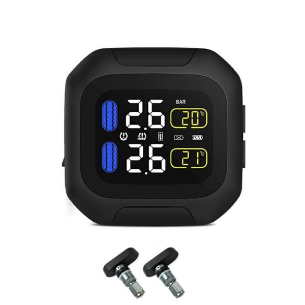 

vehicle usb charging real-time bicycle tire pressure monitor with 2 sensor motorcycle tool tpms wireless waterproof replacement