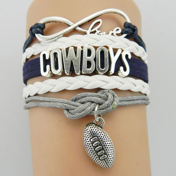 Multi-Layer-Cowboys-Buchstabe Infinity Football Team geflochtenes Armband Sport Armreif neu heiß