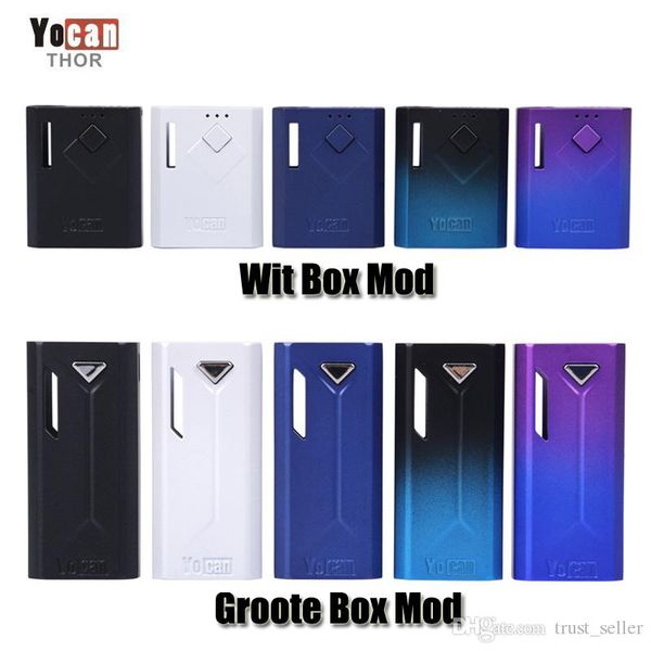 

100% original yocan wit 500mah groote 350mah box mod variable voltage preheat vv battery for 510 vape thick oil th205 cartridges authentic