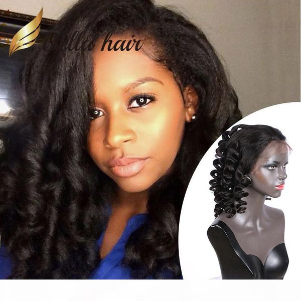 

adjustable loose wave lace wig human hair funmi curl lace front wig peruvian hair wigs julienchina bellahair, Black
