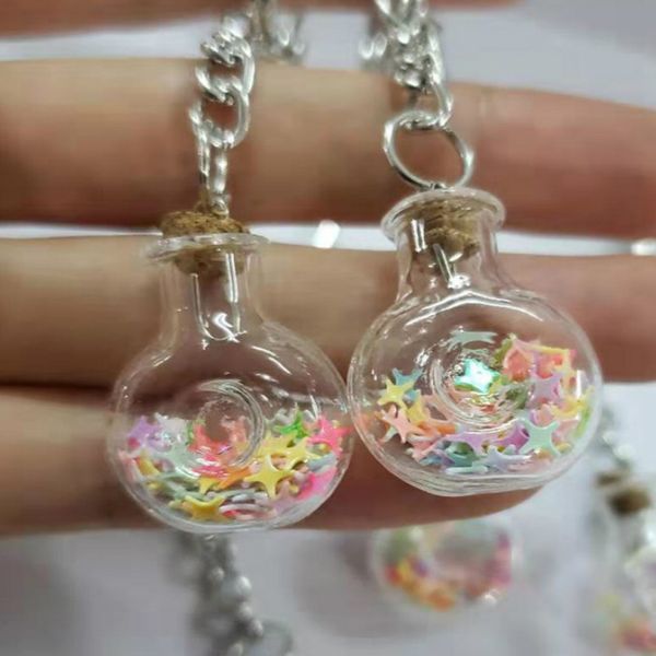 

glass bottle key buckle wish bottle pendant creative candy color tassasar drifting pendant keychain promotion gift hwasy, Silver