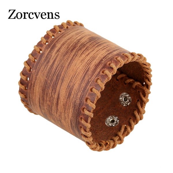 

zorcvens 2020 new design wide leather bracelet punk wide for men, White