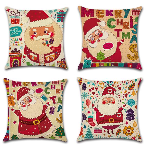 

christmas cushion cover simple soft linen christmas claus tree print pillow cover festival cushions home decor 45x45cm