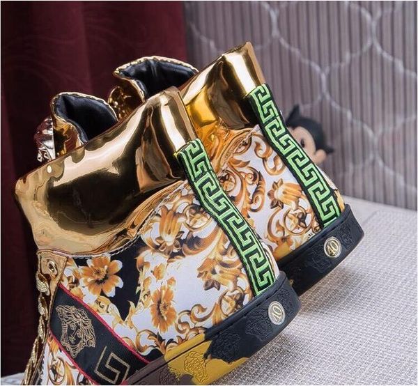 

Brand men's shoes, gold thread embroidery men's casual shoes, waterproof mercerized canvas high-grade leather driving shoes high-necked boot