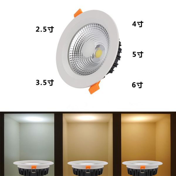 

downlight led cob прожектор потолочный светильник ac85-265v 7w 10w 12w 15w 20w 25w встраиваемые светильники округлить светодиодные панели
