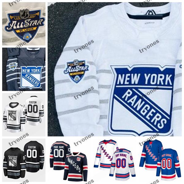

customize 2020 all star game 20 chris kreider 10 artemi panarin henrik lundqvist new york rangers hockey jersey zibanejad strome kakko staal, Black;red
