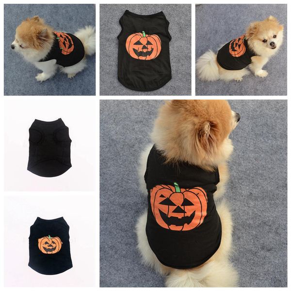 

halloween pet pumpkin vest puppy cat party outfit printing dog tank merry pets clothing party decor props fa2973