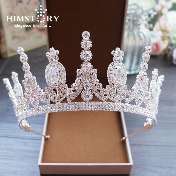 

himstory princess crown cubic zinconia rhinestones tiara hair band jewelry silver women hair accessories wedding tiaras crowns, Golden;white