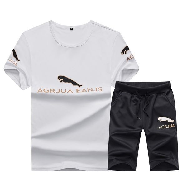 

men's 2019 summer short sleeve running set agrjua eanjs print round collar fitness sport suit male sport wear mens sports suits, Black;blue