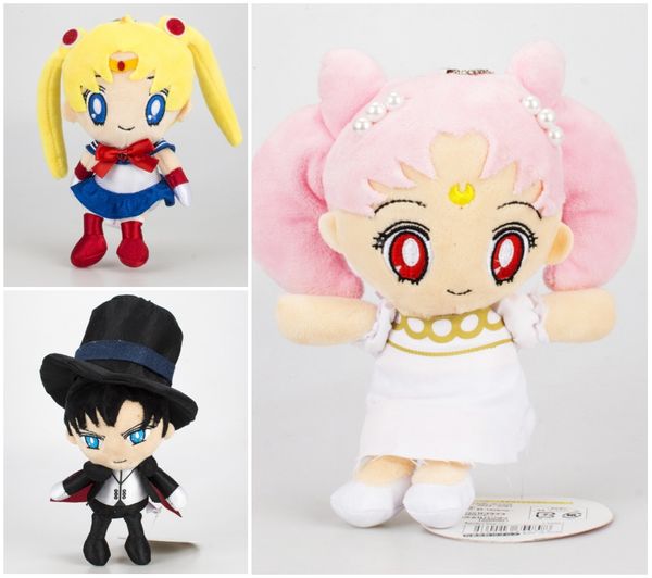 

anime sailor moon plush dolls tsukino usagi chibi usa 6" chiba mamo stuffed toys keychains charms pendant cute girls kids gift, Silver