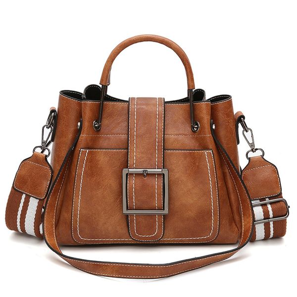 

fashion women handbag large capacity tote bag pu leather vintage shoulder bag female causal bucket messenger