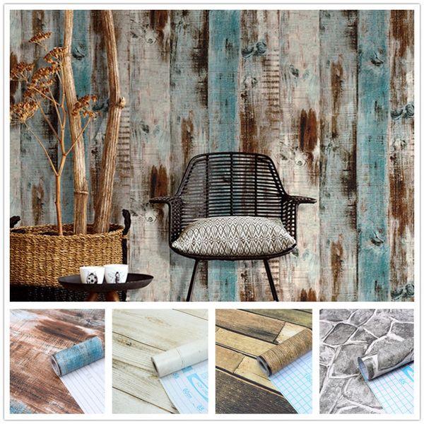Vinyl Self Adhesive Wood Grain Wallpaper Rolls Rock Grain