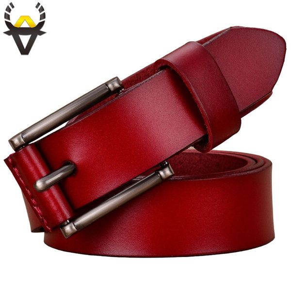 

fashion genuine leather belts for women quality pin buckle woman belt waist strap for jeans cow skin girdle female width 2.8 cm y200501, Black;brown