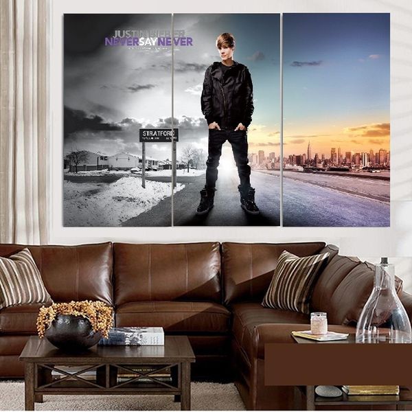 

3pcs justin bieber poster hd print bieber oil painting on canvas giclee wall art for home living room decor great gift