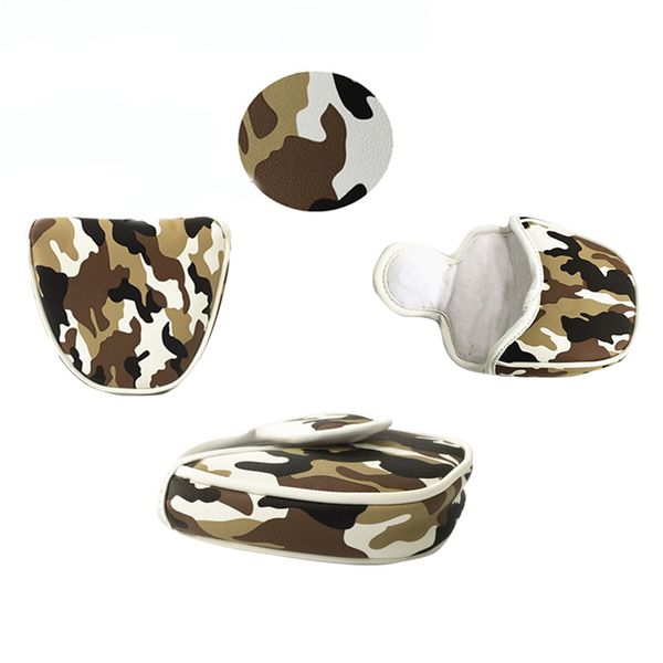 

camouflage pattern mallet putter cover stylish sleeve magnetic buckle pu leather golf clubs headcover portable gift