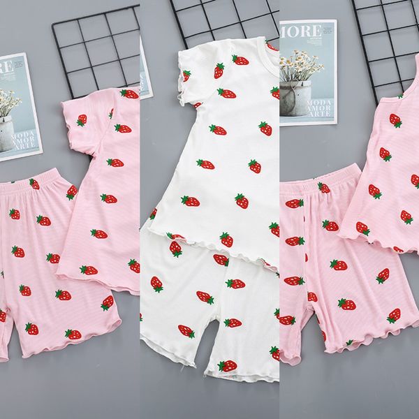 

kids short-sleeve air conditioning pajamas pajamas zhong xiao tong home 3 girls baby air conditioning clothes two-piece 4 years old