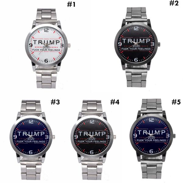 

trump wrist watches 5 styles trump 2020 strap watch retro letter printed men quartz watches ooa7553-6, Slivery;brown